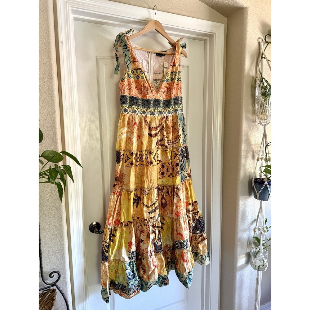 Anthropologie Patchwork Maxi Homecoming Dress NWT Med 100% Cotton - Picture 9 of 14